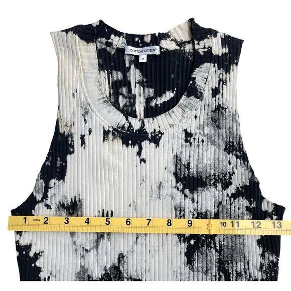 Cotton Citizen Ibiza Crop Tank Top Black White Tie Dye Ribbed Stretch - Medium - Picture 8 of 15